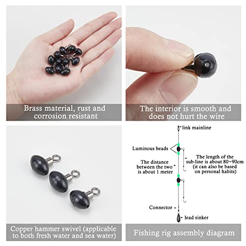 SUPERFINDINGS 50Pcs Fishing Rolling Swivel Slider Bead 16x12mm Fish Pulley Line Connectors Fishing Tackle Line Connector Fishing Tackle Running Slider Bead Swivel