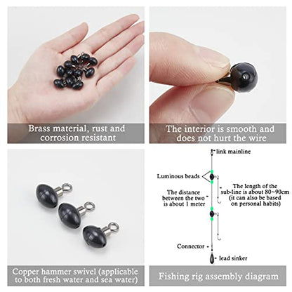 SUPERFINDINGS 50Pcs Fishing Rolling Swivel Slider Bead 16x12mm Fish Pulley Line Connectors Fishing Tackle Line Connector Fishing Tackle Running Slider Bead Swivel