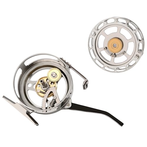 Semi-Automatic Fly Fishing Reel, Quick Line Retrieval, Adjustable Drag, Quick Spool Removal, for Freshwater Lake Stream Pond Fishing, CNC Machined Aluminum