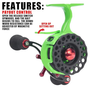 Ice Fishing Reel High-Speed Ratio Inline Freespool Reel Wear-Resistant 5+1 BB Ice Fishing Gear for Sea Lake Pond Metal Spool