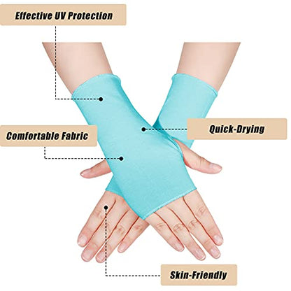 Geyoga 8 Pairs Sun Protection UV Gloves for Women Fingerless Hand UV Protection Glove for Gel Manicures Summer Driving Biking - color: Fresh Colors
