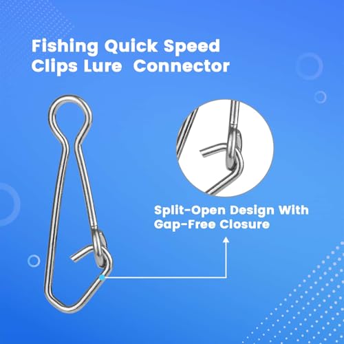 100Pcs Line Connector Fishing Snap 304 Stainless Steel Fishing swivels & Snaps, Heavy Duty Fishing Clips for Lures, Enhanced Speed Clips for Tackle, Water Fishing