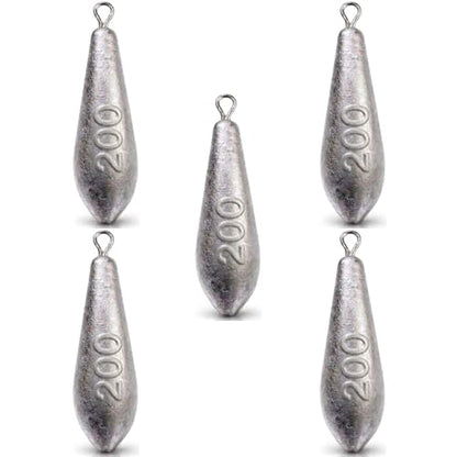 Teardrop Drop Shot Sinkers – Lead Fishing Weights & Sinkers for Bass, Catfish & Surf Fishing – Freshwater & Saltwater – 10 Sizes 1/2oz to 7oz, More Per Pack - style: 200g/7oz – 5pcs