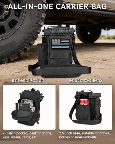 COOLYARD Water Bottle Holder with Strap Crossbody Sling Carrier Bag with Phone Pocket Molle Tactical Pouch for Walking Hiking Camping Gym Travel - color: Black