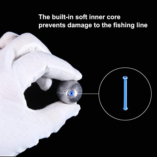 Egg Shape Fishing Sinker Oval Drop Shot Bass Fishing Weight Casting Sinkers for Saltwater Freshwater (20Pcs 5g) - size: Size14-5Pcs-Egg Sinker-80G
