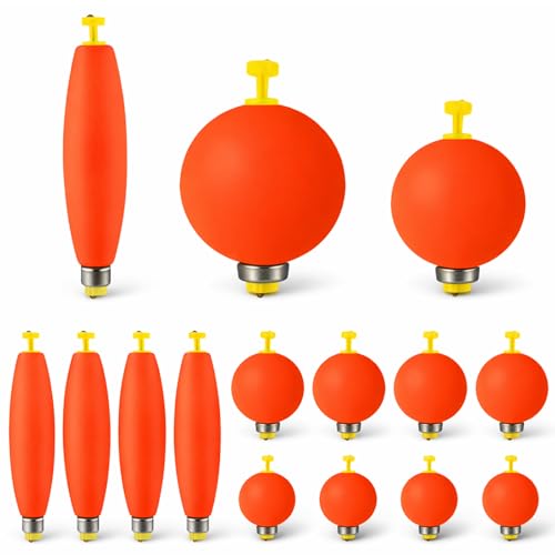 15pcs/16pcs Fishing Float Bobbers Set - ABS & Foam Material, Weighted Design, Multiple Sizes & Vibrant Colors, High-Visibility Tackle Accessories for Freshwater & Saltwater Angling - color: 15pcs(Round,Oval)