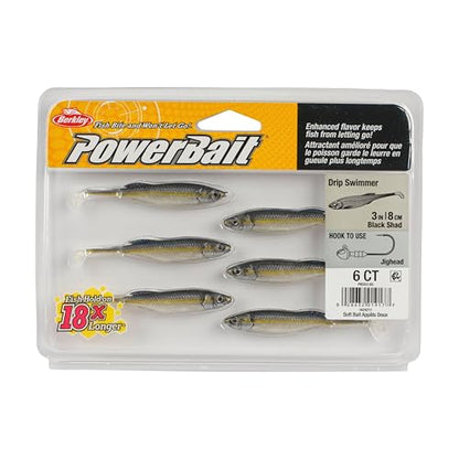 Berkley PowerBait Drip Swimmer Fishing Soft Bait - color: Black Shad, size: 3"