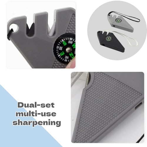 2Pcs Hunting Knife Sharpener Compact Hook Sharpener Outdoor Tool Multi-tool 6-in-1 Outdoor Survival Tool for Sharpening Fishhooks Essential for Campers and Anglers