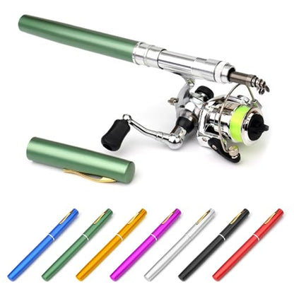 Lixada Fishing Rod Reel Combo Mini Pen Fishing Pole Kit Telescopic Fishing Rod Spinning Reel Combo Kit - color: Green, size: 1.4 m