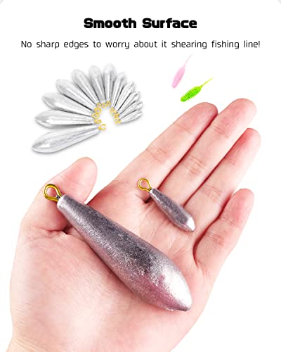 Atibin Drop Shot Fishing Weight Sinker Teardrop Saltwater Fishing Weights Lead Casting Egg Fishing Sinker Bass Streamlined Removable - size: Size000 (3/8oz.) 20 pcs