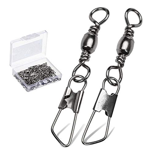 AMYSPORTS Stainless Steel Snap Swivel Saltwater High Strength Snaps Fishing Barrel Line Connector Fishing Swivels Barrel Safety Snap Fishing Tackle Stainless Steel Accessories - size: Size4/0 (112lb) 25 pcs