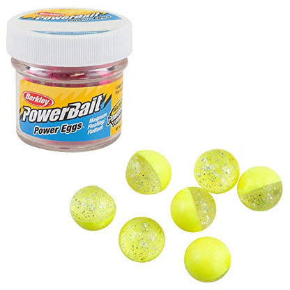 Berkley PowerBait Power Clear Eggs Floating Fishing Bait, Clear Silver-Fl. Yellow, Irresistible Scent & Flavor, Natural Presentation, Ideal for Trout, Steelhead, Salmon and More