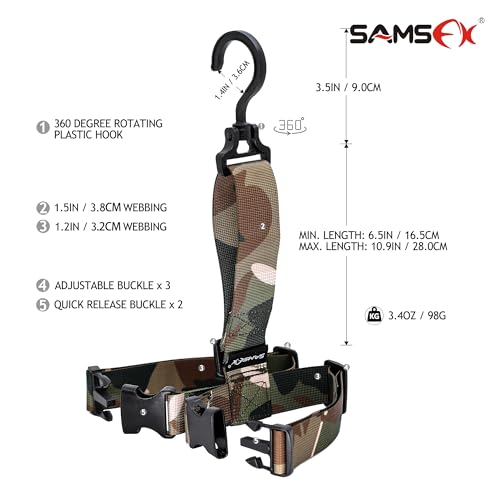 SAMSFX Fishing Wader Boot Hanger Adjustable Strap for Storage Drying - color: Camo Straps and Plastic Hook