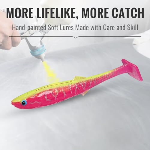 TRUSCEND Shadtale Easy Catch Soft Fishing Lures, Unique Vibration and Action for Various Rigs, Paddle Tail Swimbaits Trailer for Bass, Trout, Crappie, Walleye, Redfish, Saltwater & Freshwater Fishing - color: I4-3.35",0.2oz,10pcs