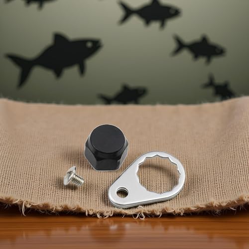 M7 Fishing Reel Screws Nut Caps, Metal Fishing Reel Handle Screw Cap Crank Nuts and Locking Plate Replacement for Left and Right Hand Plate DIY Fishing Accessory