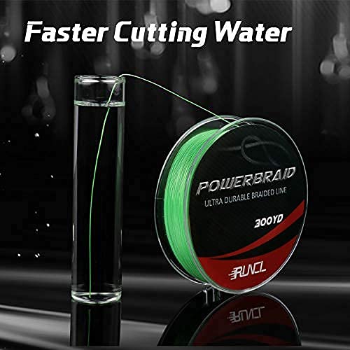 RUNCL PowerBraid Fishing Line 4/8/9 Strands, Braided Fishing Line 300/500/1000Yds - Seamless Weaving Tech, Enhanced Coating Tech, Zero Stretch, High Sensitivity, Smaller Diameter - Braid Line 15-115LB - color: Hi-Vis Green, size: 15LB-500yds(4 Strands)