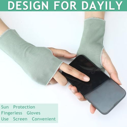 Bememo 4 Pack Sun Protection UV Gloves Driving Sun Gloves Cooling Fingerless Wrist Length Glove for Women Gel Manicure - color: Elegant Colors