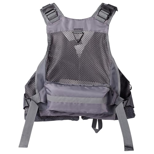 BASSDASH Strap Fishing Vest Adjustable for Men and Women, for Fly Bass Fishing and Outdoor Activities - color: Grey