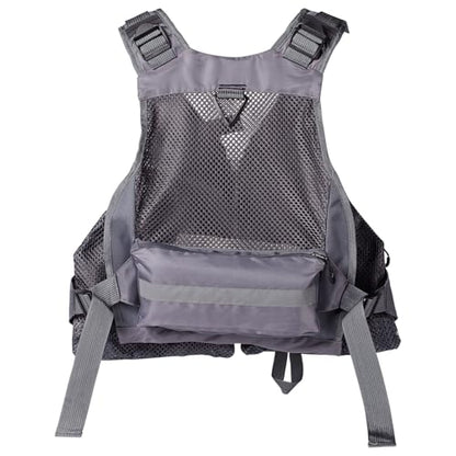 BASSDASH Strap Fishing Vest Adjustable for Men and Women, for Fly Bass Fishing and Outdoor Activities - color: Grey