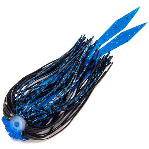 Dr.Fish 15 Pack Replacement Jig Skirts with Tail 88-Strands Silicone Quick Change Fishing Umbrella Skirts for Spinnerbaits Bass Jig Lure Making Supplies - color: Black&Blue-15 Pack