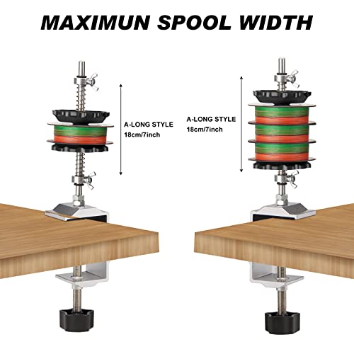 Fishing Portable Table Mount Line Spooler for Fising Spinning and Baitcasting Reels Adding Line，Fishing Line Spool Holder with Calmp and Tensioner -Winder & Spooling Accessories-C