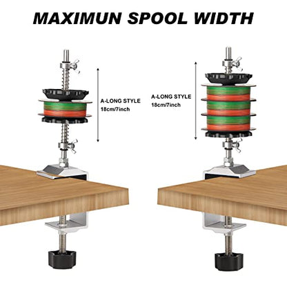 Fishing Portable Table Mount Line Spooler for Fising Spinning and Baitcasting Reels Adding Line，Fishing Line Spool Holder with Calmp and Tensioner -Winder & Spooling Accessories-C