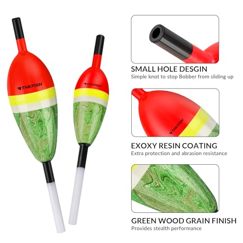 THKFISH Fishing Floats Balsa Wood Slip Bobbers, Fishing Bobbers Stick Slip Bobber for Fishing Crappie Bluegill Trout Bass Panfish Catfish Walleye 5PCS - color: Red, size: #2:0.9in * 5pcs