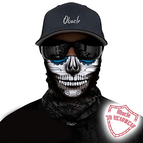 Obacle Skull Face Mask for Women Dust Wind Sun Protection Rave Festival Riding - color: Gray Face Black Nose Big Tear Lips