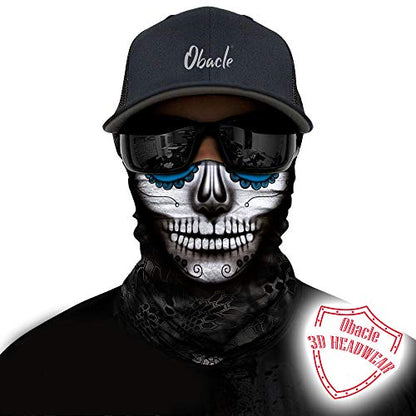 Obacle Skull Face Mask for Women Dust Wind Sun Protection Rave Festival Riding - color: Gray Face Black Nose Big Tear Lips