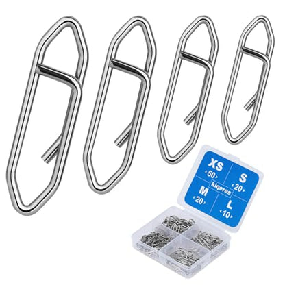 100PCS Fishing Speed Clips, Fishing Swivels & Snaps, High Strength Speed Clips for Fishing Lures, Quick Change Snap Set, Freshwater Saltwater Lure Connector Tackle - color: Silver