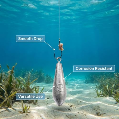 Teardrop Drop Shot Sinkers – Lead Fishing Weights & Sinkers for Bass, Catfish & Surf Fishing – Freshwater & Saltwater – 10 Sizes 1/2oz to 7oz, More Per Pack - style: 70g/2.5oz – 8pcs