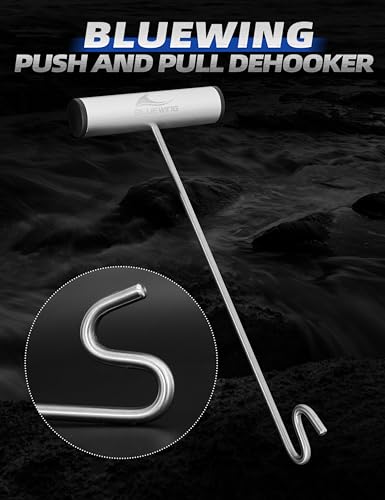 BLUEWING Fishing Hook Remover 12in/24in Stainless Steel Fish Dehooker Saltwater Push and Pull Dehooking Tool, Twist Resistance Design 1pc - color: Silver, size: 12", style: Dual Curve Design