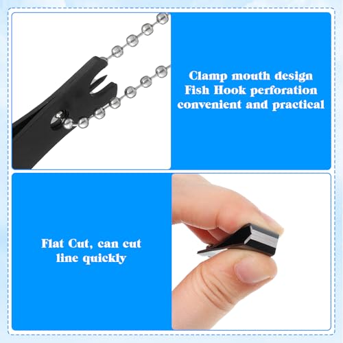 2 Pcs Fishing Line Cutter Nipper with Hook Eye Cleaner Pin, Multi-Purpose Fishing Line Clippers, Fishing Lines Scissors Cutting Tool for Braid/Mono Accessories (Black)