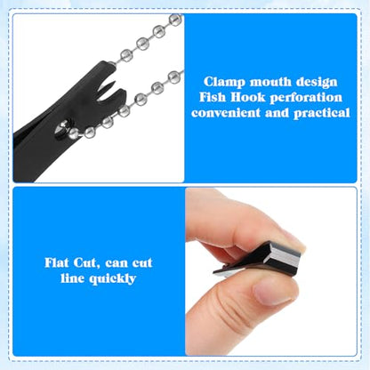 2 Pcs Fishing Line Cutter Nipper with Hook Eye Cleaner Pin, Multi-Purpose Fishing Line Clippers, Fishing Lines Scissors Cutting Tool for Braid/Mono Accessories (Black)