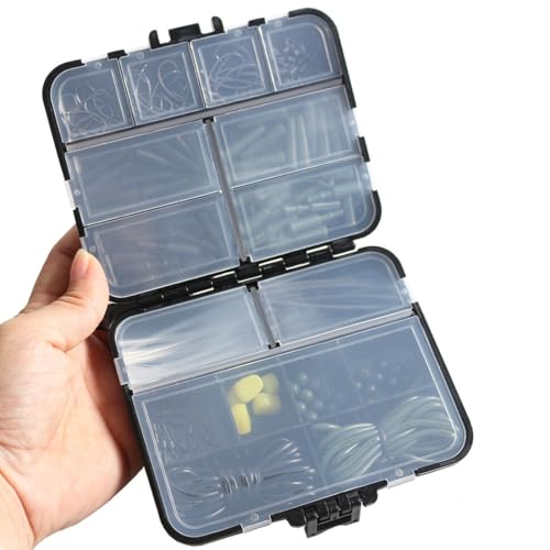 178-Piece Carp Fishing Tackle Kit with Storage Box, Includes Carp Hooks, Anti Tangle Sleeves, Hook Stop Beads, Rolling Swivels & Assorted Terminal Fishing Accessories