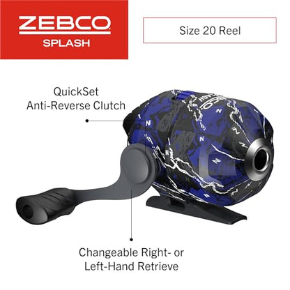 Zebco Splash Spincast Reel and Fishing Rod Combo, Fiberglass Rod, Ball Bearing System, All Metal Gears, 8-Pound Line - color: Z-Splash Blue