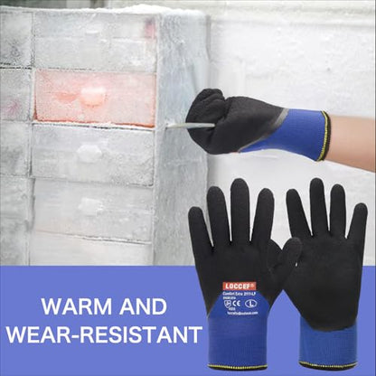 LOCCEF 2 Pairs Winter Work Gloves, Thermal Freezer Gloves - color: Blue, size: 10/XL