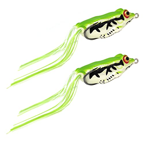 Reaction Tackle Hollow Body Frogs for Bass Fishing - Ultra Realistic Weedless Top Water Frog Lure for Bass, Snakehead, Pike and More - Floating Topwater Fishing Lures - 2 Pack - color: Cuban Tree Frog