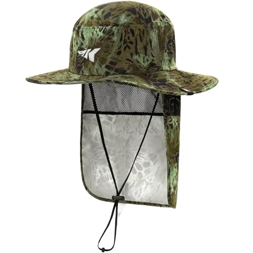 KastKing Sol Armis UPF 50 Boonie Hat - Sun Protection Hat, Fishing Hat, Beach & Hiking Hat, Paddling - color: Z: Prym1 Ambush, size: With Neck Shield