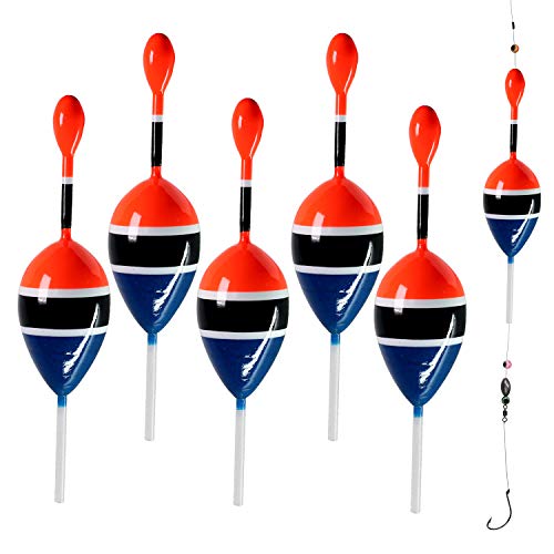 THKFISH Fishing Floats Bobbers Slide Floats Balsa Fishing Bobber Slip Bobbers for Crappie Panfish Trout Bass (1/2oz 2"x5.28") (1/6 1.6"x4.8") 5Pcs - color: Blue and Red, size: 1/2 oz 2"x5.28" - 5Pcs