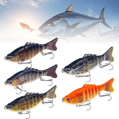 Robotic Fishing Lure, 2026 Upgrade 3D Swimming Bait for Freshwater & Saltwater, Fishing Gear Attracts Fishing Lures Walleye Trout Bass, Fishing Lures for Beginners, Amateurs and Professionals - color: 5pcs