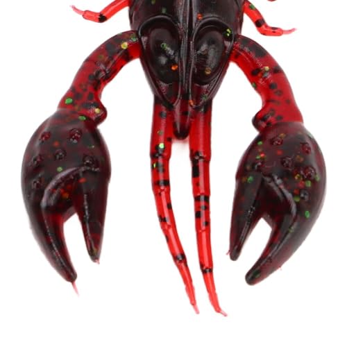 20PCS Soft PVC Fishing Lures 2.2 Inch – Lifelike Crawfish Bait with Artificial Lobster Claw Design, Jig Head Compatible for Bass & Trout Fishing - color: Red