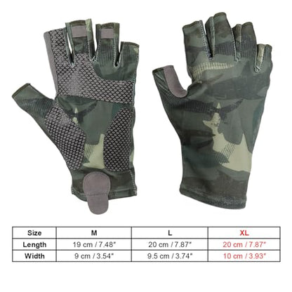 Fishing Gloves, 1 Pair Breathable Fingerless Sun Protection Gloves for Men Women Kayaking Rowing Cycling Hiking, Green (XL Size)