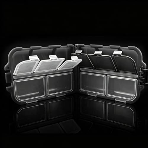 1 Pc Outdoor Portable 10-Grid Thickened Fishing Tackle Box Set,Multi-Functional Lure Box Small Fishing Accessories,Black