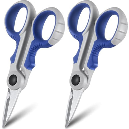 Honoson 2 Pcs 5.7" Fishing Scissors Braided Line Cutters Fishing Heavy Duty 3cr13 Non Slip Serrated Edge Scissors Saltwater Freshwater Braid Multi Function Snips for Trimming (Blue Gray) - color: Blue Gray