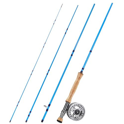 Sougayilang Fly Fishing Combo, 4 Piece Fly Rod and CNC Machined Aluminum Alloy Reel Complete Starter Package with Rod Bag - color: Fly Fishing Combo #8-Silver