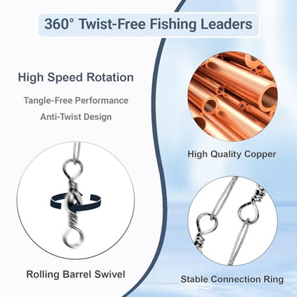QISHUO Heavy Saltwater Fishing Leader Strength Snap Line Wire Leader Stainless Rigs Steel Fishing Leaders Freshwater White Nickel - size: Size #1 (5.9in-20lb) 50pcs