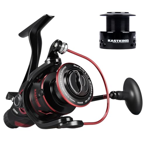KastKing Sharky Baitfeeder III Spinning Reel 10+1 Shielded Stainless Steel BB - Carbon Fiber Drag for Live Liner Bait Fishing Action - style: 2000
