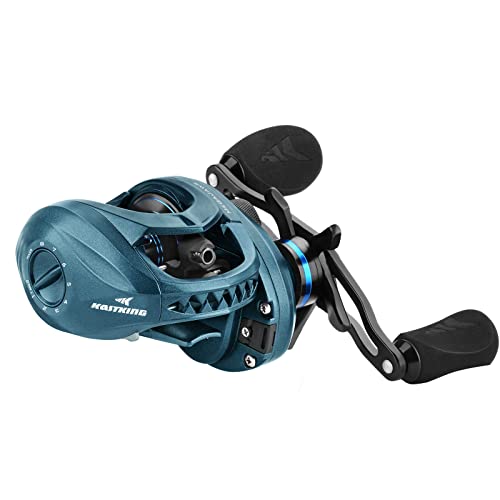 KastKing MegaJaws Elite Baitcasting Fishing Reel, New AutoMag Dual Braking System, Only 6.7oz, 17.64 LBs Carbon Fiber Drag, 11+1 Shielded BB, High Speed 5.4:1 to 9.1:1 Gear Ratios - size: Left - 6.5:1, style: Megajaws