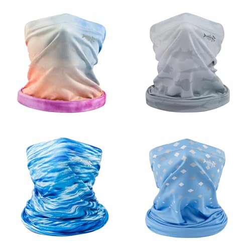 BASSDASH 4 Pack UPF 50+ UV Protection Neck Gaiter Sun Protector for Fishing Hunting Kayaking Hiking Cycling Outdoor - color: Collection B